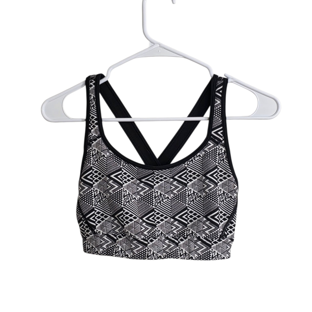 VSX Black and White Geometric Sports Bra